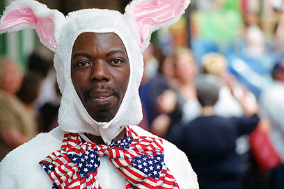 Man in Easterbunny suit photo